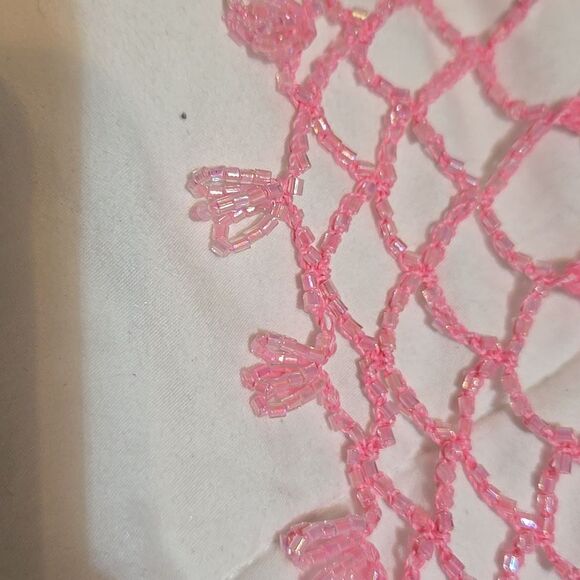 Crochet Pink Lightweight Cotton  Rose Design Shawl Wrap - Picture 6 of 14